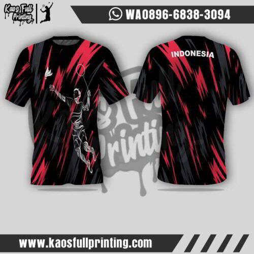 Baju Bulutangkis Merah Hitam