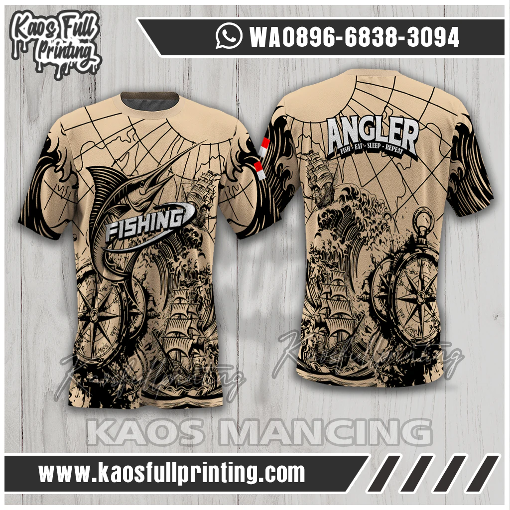 Jual Kaos Mancing Murah Motif Peta Bajak Laut Vintage